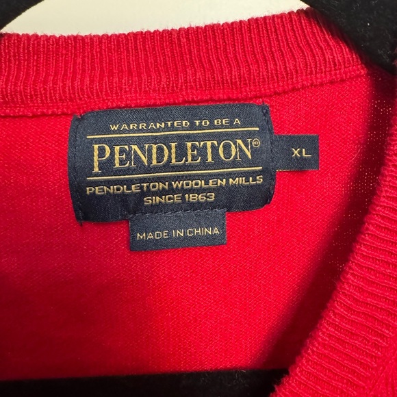 Cotton Cashmere pendleton vneck red sweater size XL - Picture 2 of 4